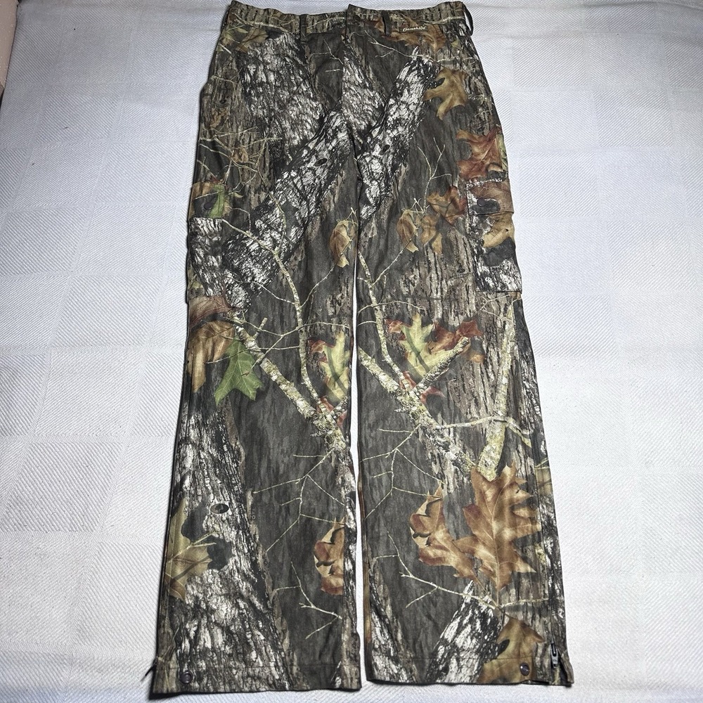 Gamehide‎ Hunting Hush Hide Cargo Pants Sz Medium Mossy Oak Camo Lined Ankle Zip